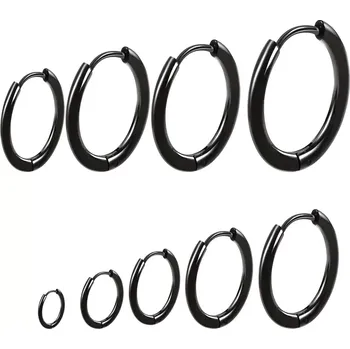 Náušnice Impress Jewelry Kruhová náušnice z chirurgické oceli Kroužek Černá