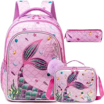 Školní batoh Jasmine Dívčí školní batoh set 3v1 Little Mermaid 25L