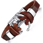 Pánský kožený náramek Kotva Hnědá