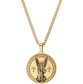 Náhrdelník Přívěsek z chirurgické oceli Amulet Sedm archandělů - Zlatý - Model BEZ ŘETÍZKU (pouze přívěsek)