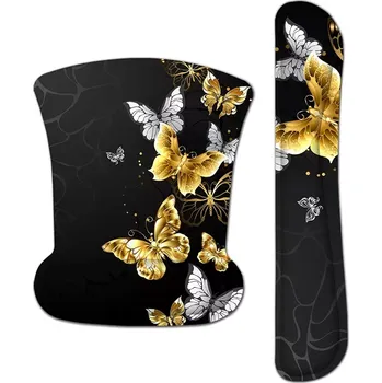 Podložka pod myš Huado Set podložka pod myš a zápěstí Zlatí motýlci