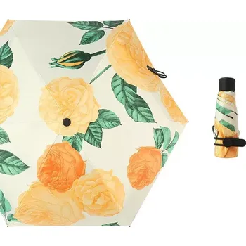 Deštník Skládací cestovní deštník s pivoňky Bílý