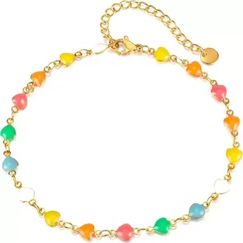 Náramek Titan Jewerly Řetízek na nohu se srdíčky Zlatý