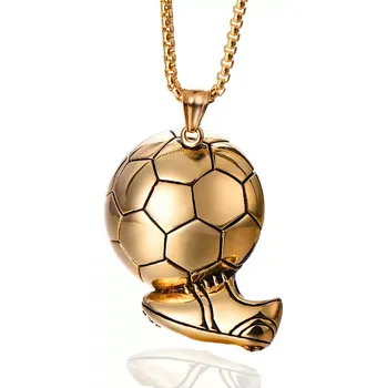 Přívěsek Přívěsek z chirurgické oceli Zlatá kopačka s míčem - Model včetně řetízku 3mm/ 60 cm