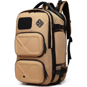 Městský batoh Ozuko Outdoor turistický batoh s USB + zámek Legrand Hnědý 35L