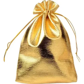 Dárková taška Textilní dárkový stahovací pytlík Zlatý