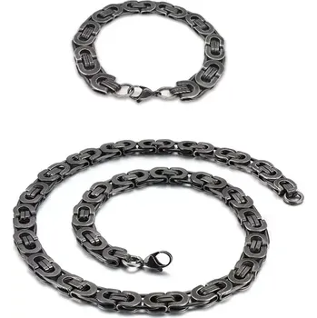 Souprava šperků Sada z chirurgické oceli Flat Boy Vintage Dark / řetízek a náramek