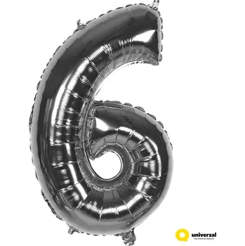 Balónek Nafukovací balónek - číslice 6, stříbrný, 60 cm
