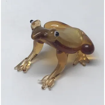 Skleněná figurka žába hnědá, 55 x 50 x 35 mm