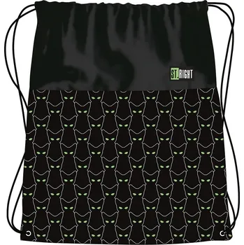 Školní sáček Sáček na přezůvky a cvičební úbor St.RIGHT - REFLECTIVE CATS, S01, rozměry: 34 x 43 cm