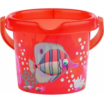 Hračka na písek Androni Kyblík rybičky průhledný - průměr 13 cm, červený