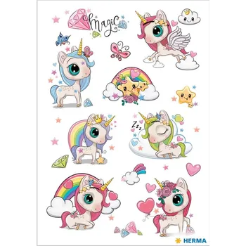 samolepka Samolepka Očarovaný jednorožec, 1 list / 16 samolepek