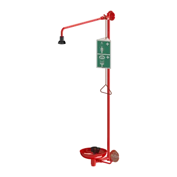 Sprchová hlavice Sanela - Nástěnná tělová a oční sprcha - tělová sprcha se spouštěcím táhlem a samočistící sprchovou hlavicí, oční sprcha se dvěma hlavicemi, vaničkou a spouštěcí pákou