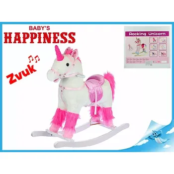 Houpací kůň Jednorožec houpací 74x30x75 cm na baterie se zvukem otevírající pusu 18m+