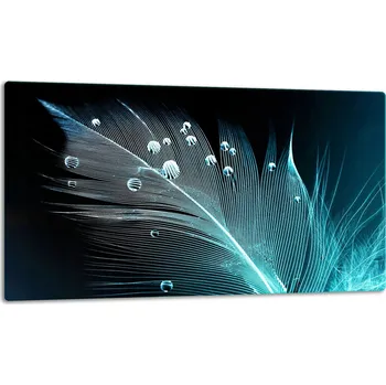 Kuchyňské prkénko SKLENĚNÁ DESKA NA KRAJENÍ / OCHRANNÁ DESKA 52x30 - MOTIV PEŘÍ