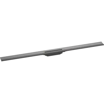 Odvodňovací žlab Hansgrohe RainDrain Flex - Lineární sprchový žlab s nerezovým roštem 1200, ke stěně, zkrátitelný, kartáčovaný černý chrom 56054340
