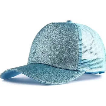 Kšiltovka Dámská kšiltovka na culík s brokátem Modrá