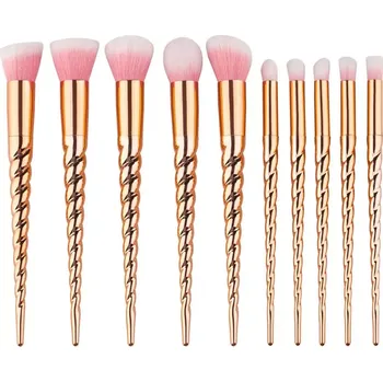 Kosmetický štětec Sada kosmetických štětců 10ks Jednorožec Gold