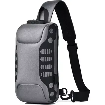 Weixier batoh přes rameno s USB + zámek Kalex Šedý 6 l