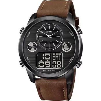 Hodinky SKMEI 1653 duální hodinky Big Face Černé Tmavě Hnědé