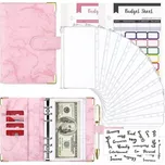 Pořadač s kroužky a 12 fóliemi - listy - nálepky A6 Mramor růžový