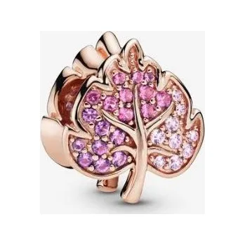 Korálek Prosperk Korálek na náramek leaf růžové zirkony S1836