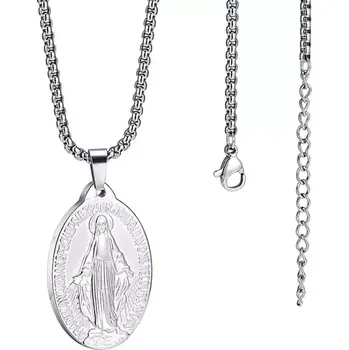 Přívěsek Impress Jewelry Ocelový medailonek svátostka Panna Marie Stříbrný - Model BEZ ŘETÍZKU (pouze přívěsek) Stříbrná