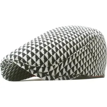 Čepice Pánská plochá kostkovaná čepice bekovka Cigoli Bílá