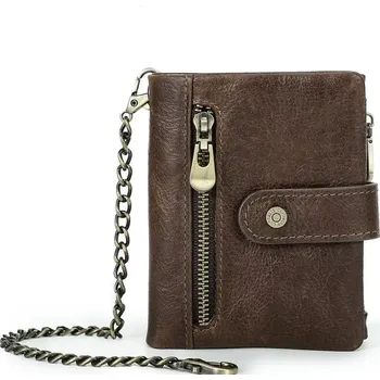 Contacts® kožená peněženka s řetízkem Fermín Hnědá