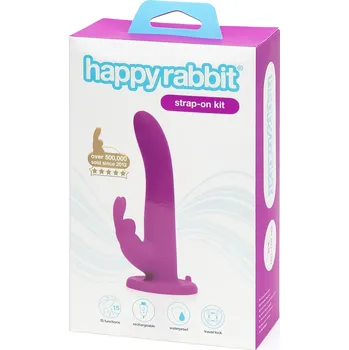 Vibrátor Happyrabbit Strap-On - králičí připínací vibrátor (fialový)