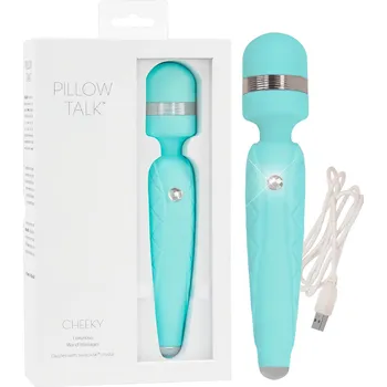 Vibrátor Pillow Talk Cheeky Wand - akumulátorový masážní vibrátor (tyrkysový)