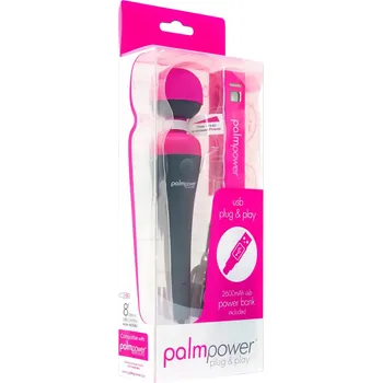 Vibrátor PalmPower Wand - masážní vibrátor s powerbankou (růžovo-šedý)