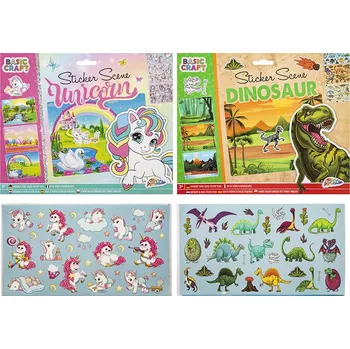 samolepka Obrázky se sadou nálepek - 3ks obrázků +3ks archů nálepek 2druhy v sáčku