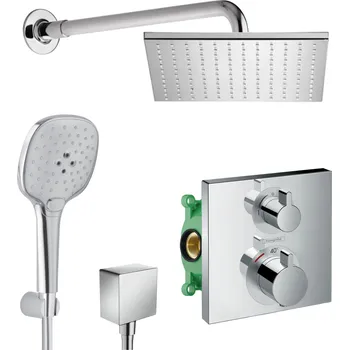 Vodovodní baterie HG SET Ecostat - Sprchový systém pod omítku, Ecostat Square, termostatická baterie - kompletní sada, chrom