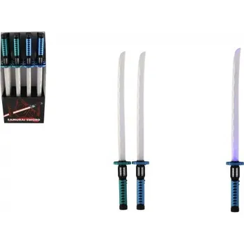 Hračka Meč samurajský svítící plast 73cm na baterie se zvukem se světlem 2 barvy 16ks v boxu