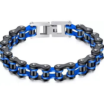 Náramek Náramek z chirurgické oceli Moto Chain - BlackBlue - Délka 21,5 cm