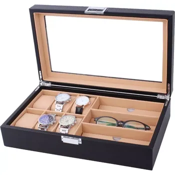 Box na hodinky Organizér na hodinky a brýle černý