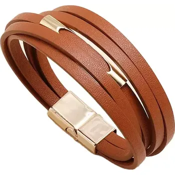 Náramek Pětiřadý náramek Gold Eye Hnědý