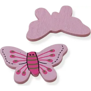 Dřevěný motýlek růžový - 2 ks