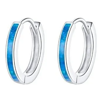 Náušnice All4Silver Náušnice stříbrné kroužky s modrým Opalem S4036