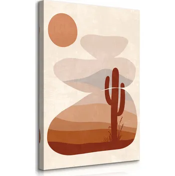 Obraz OBRAZ NA PLÁTNĚ STYL BOHO POUŠŤ KRAJINA KAMENY KAKTUSY PŘÍRODA 20x30