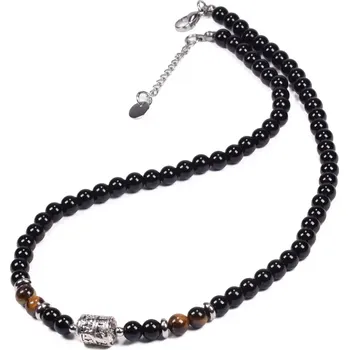 Náhrdelník Náhrdelník z lávových kamenů a oceli Mantra