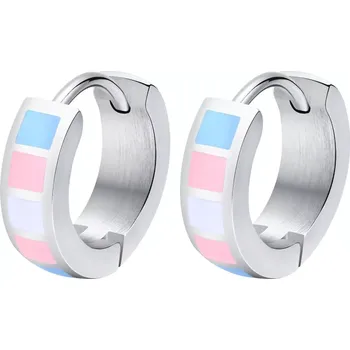 Náušnice Dámské Ocelové kruhové náušnice 13mm Pride Stříbrné