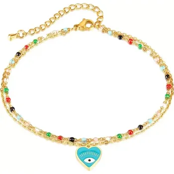 Náramek Řetízek na nohu z chirurgické oceli Ďábelské oko Zlatý