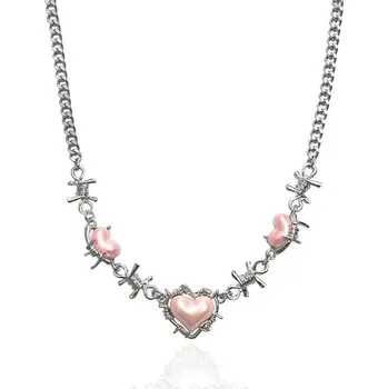 Náhrdelník Srdíčkový náhrdelník s trny Hearts růžový