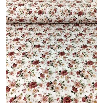 Loneta dekorační látka růže červené Jane | RTex