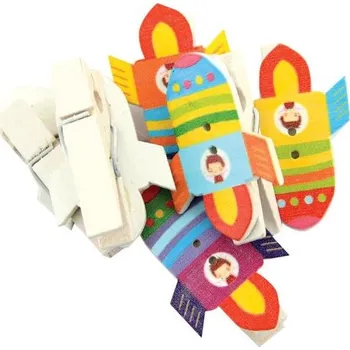 Party dekorace Kolíčky s reliefem rakety, balení 6 ks