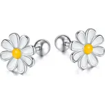 Dámské Ocelové šroubovací náušnice kopretina Bílá