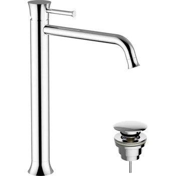 Vodovodní baterie Teorema Scaccomatto - Umyvadlová baterie stojánková s Push-Open zátkou, pro volně stojící umyvadla, výška 235 mm, chrom 8Y375