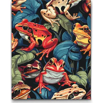 Malování podle čísel - Barevné ropuchy Velikost: 30x40cm, Rámování: Pouze srolované plátno